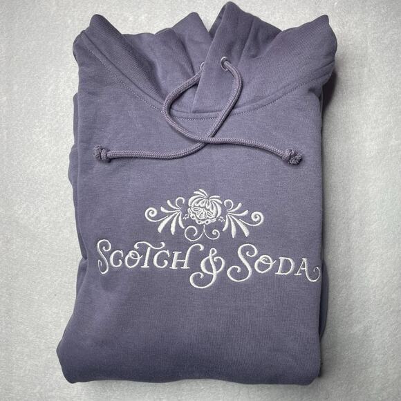 Scotch & Soda French Terry Graphic Hoodie Embroidered Purple Sky Medium NWT $118 - Picture 11 of 11